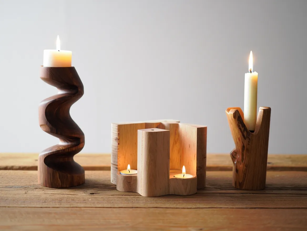 Wooden Candle Holders